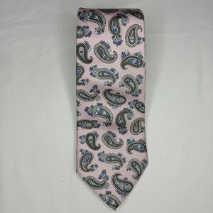 Christian Dior Vintage Pink  Blue Paisley Tie 57” 100% Silk Made In USA